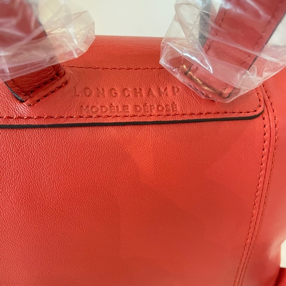 Longchamp Le Pliage Cuir Leather Backpack Terracotta - Picture 9 of 15